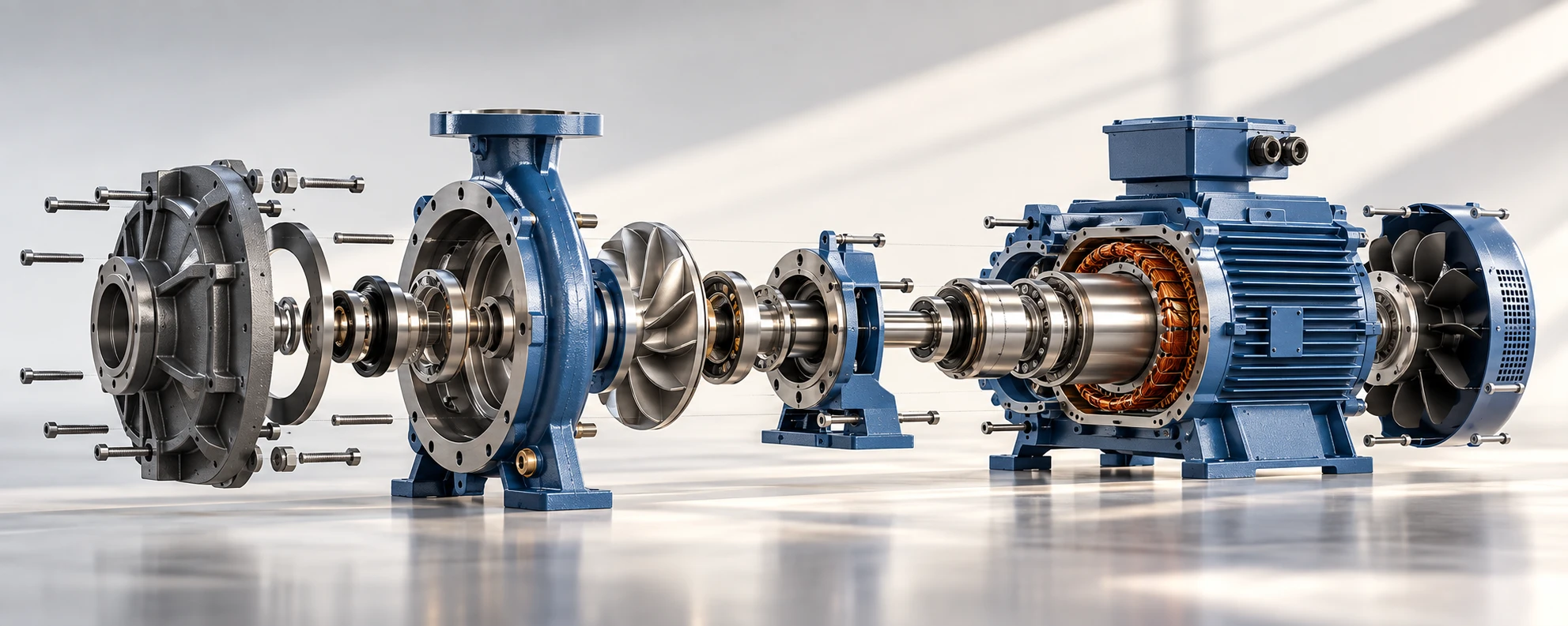 Exploded technical machinery visualization